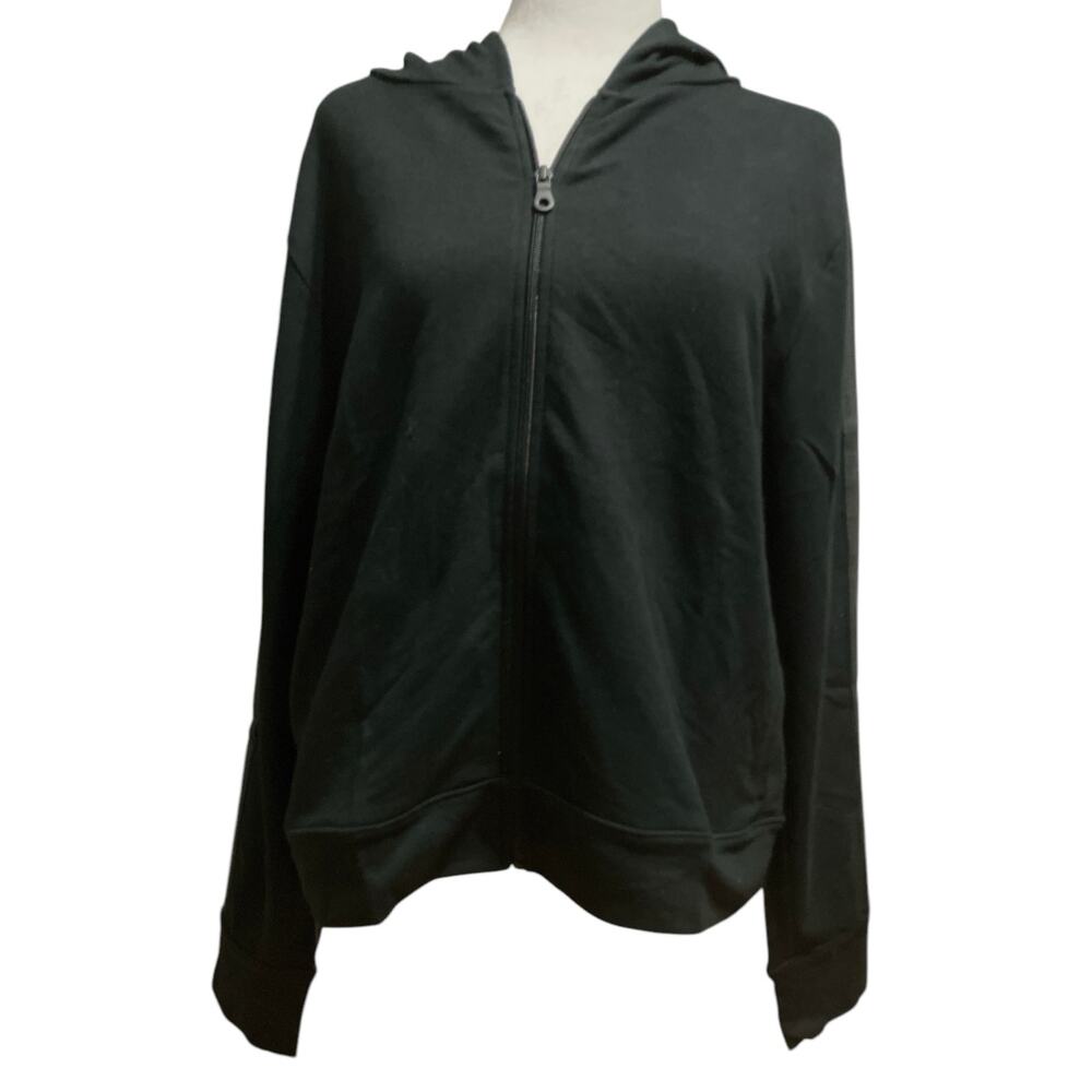 Offline By Aerie Women's Black Full Zip Hoodie Sz M Stripe on Long Sleeve NWT